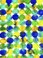 Blue Yellow Green Abstract Flowing Paint Pattern Fine Art Print