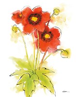 Flores Rojas Green Leaves II Fine Art Print