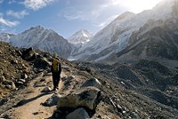 A trekker on the Everest Base Camp Trail, Nepal Fine Art Print