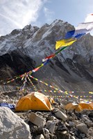 Tents of mountaineers along Khumbu Glacier, Mt Everest, Nepal Fine Art Print