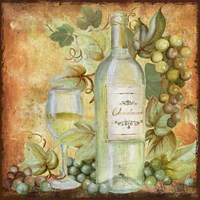 Grapevine & Wine White Framed Print