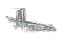 Watercolor Bridge Sketch II Framed Print