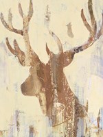 Golden Antlers II Neutral Grey Fine Art Print