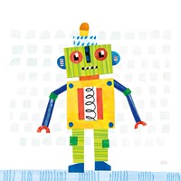 Robot Party IV on Squares Fine Art Print