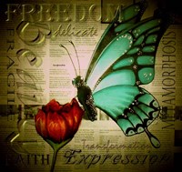 Butterfly on Flower with Words Fine Art Print
