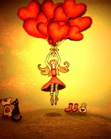 Girl Holding Heart Balloons Fine Art Print