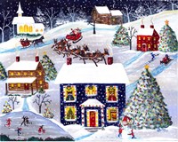 Santa Reindeer Christmas Eve Fine Art Print