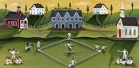 Baseball Game School Church Village Fine Art Print