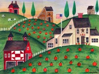 Pumpkin Red Barn Folk Art Fine Art Print