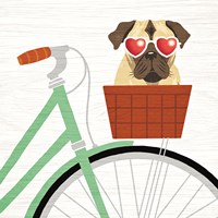 Beach Bums Pug Bicycle I Fine Art Print