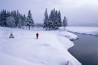 Snowshoeing on the Shores of Second Connecticut Lake, Northern Forest, New Hampshire Fine Art Print