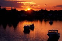 Sunset on Boats in Portsmouth Harbor, New Hampshire Fine Art Print