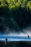 Fly-Fishing in Early Morning Mist on the Androscoggin River, Errol, New Hampshire Fine Art Print