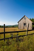 Mountain bike and barn on Birch Hill, New Durham, New Hampshire Fine Art Print