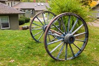 Wagon wheels at Oliver Lodge on Lake Winnipesauke, Meredith, New Hampshire Fine Art Print