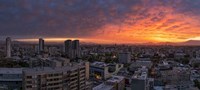 Cityscape at sunset, Santiago, Chile Fine Art Print