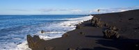 Elevated View of Beach, Keawaiki Bay, Black Sand Beach, Kohala, Big Island, Hawaii Fine Art Print