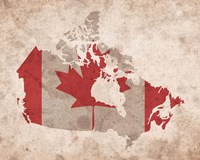 Map with Flag Overlay Canada Fine Art Print