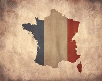 Map with Flag Overlay France Fine Art Print