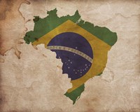 Map with Flag Overlay Brazil Framed Print