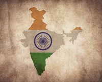 Map with Flag Overlay India Fine Art Print