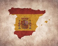 Map with Flag Overlay Spain Fine Art Print