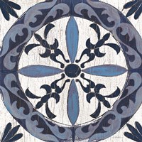 Downtown II Indigo and Cream Framed Print