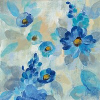 Blue Flowers Whisper III Framed Print