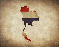 Map with Flag Overlay Thailand Fine Art Print