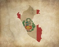 Map with Flag Overlay Peru Fine Art Print