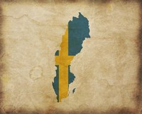 Map with Flag Overlay Sweden Fine Art Print