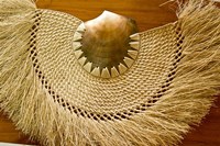 Fiji, Lautoka, Woven grass and shell fan, craft Fine Art Print
