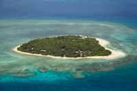 Tavarua Island and coral reef, Mamanuca Islands, Fiji Fine Art Print