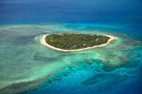 Tavarua Island and coral reef, Mamanuca Islands, Fiji Fine Art Print
