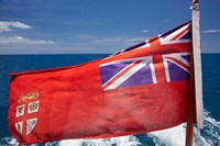 Fiji Merchant Ensign flag, ferry, Viti Levu, Fiji Fine Art Print