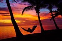 Woman in hammock, Coral Coast, Viti Levu, Fiji Fine Art Print