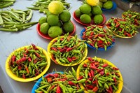 Peppers, fruit and vegetable outdoor market, Suva, Fiji Fine Art Print