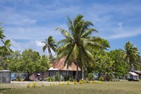 Fiji, Southern Lau Group, Island of Fulanga. Village of Fulanga. Typical village home. Fine Art Print