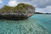 Fiji, Island of Fulanga. Lagoon inside volcanic caldera. Mushroom islets, limestone formations. Fine Art Print