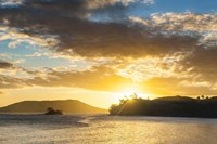 Sunset over the beach, Nacula Island, Yasawa, Fiji Fine Art Print