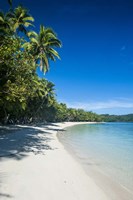 White sand beach and water at the Nanuya Lailai island, the blue lagoon, Fiji Fine Art Print