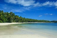 White sand beach and water at the Nanuya Lailai island, the blue lagoon, Yasawa, Fiji, South Pacific Fine Art Print