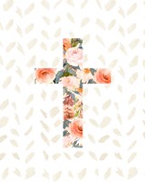 Orange Floral Cross Fine Art Print