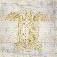 Turtle Geometric Gold Framed Print