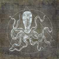 Octopus Geometric Silver Framed Print