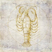 Lobster Geometric Gold Fine Art Print
