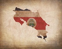 Map with Flag Overlay Costa Rica Fine Art Print