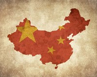 Map with Flag Overlay China Fine Art Print
