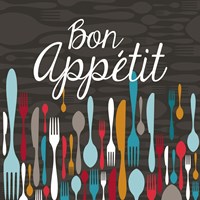 Bon Appetit Cutlery Grey Fine Art Print