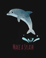 Make a Splash Dolphin Black Fine Art Print